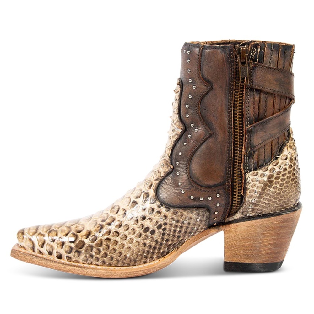 Morgan freebird booties in black white python